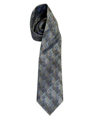 Bruno Piattelli Extra Long 66" 100% Silk Gray Blue Diamond Tie‎